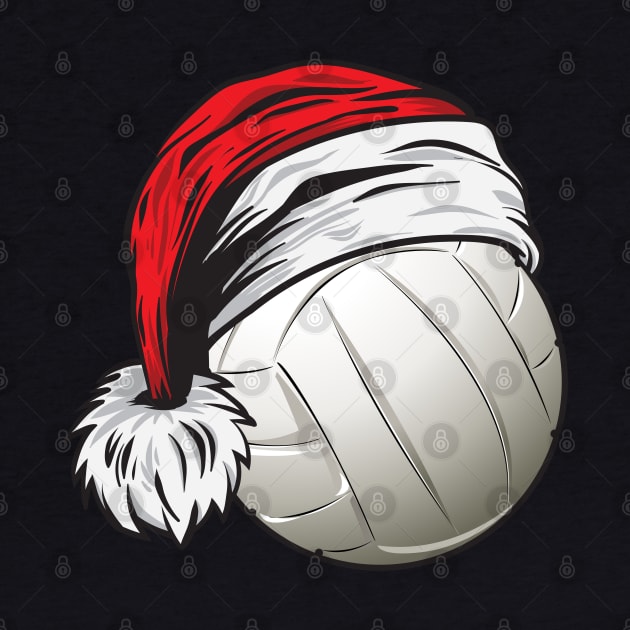 Christmas Volleyball Ball With Santa Hat Funny Sport X-mas print by theodoros20